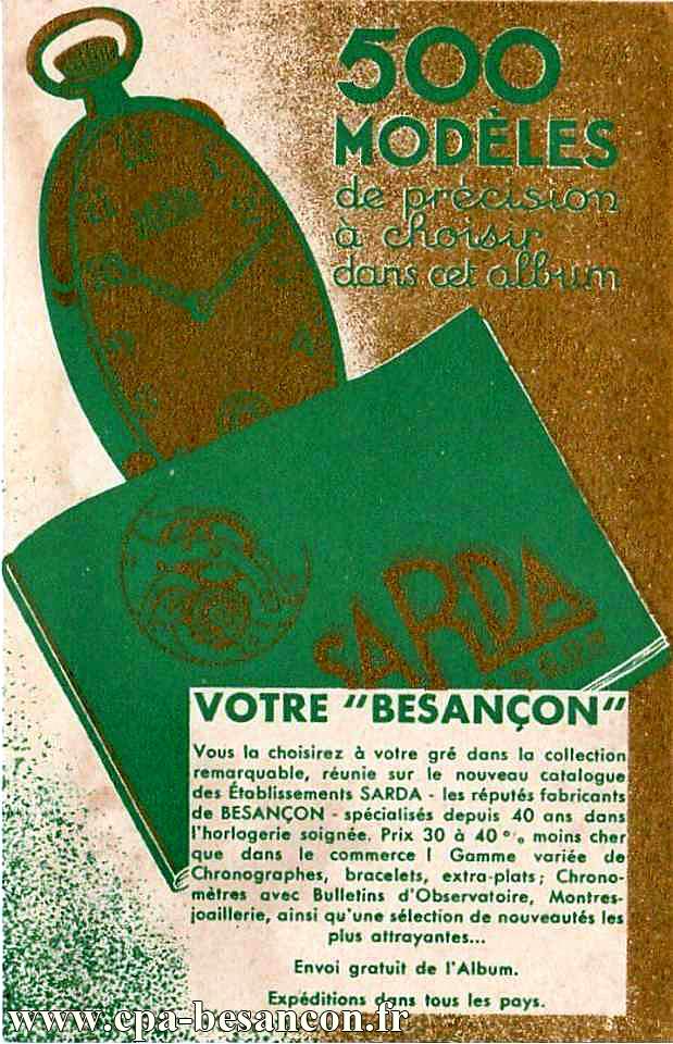 500 MODÈLES de précision à choisir dans cet album - SARDA - VOTRE "BESANÇON"